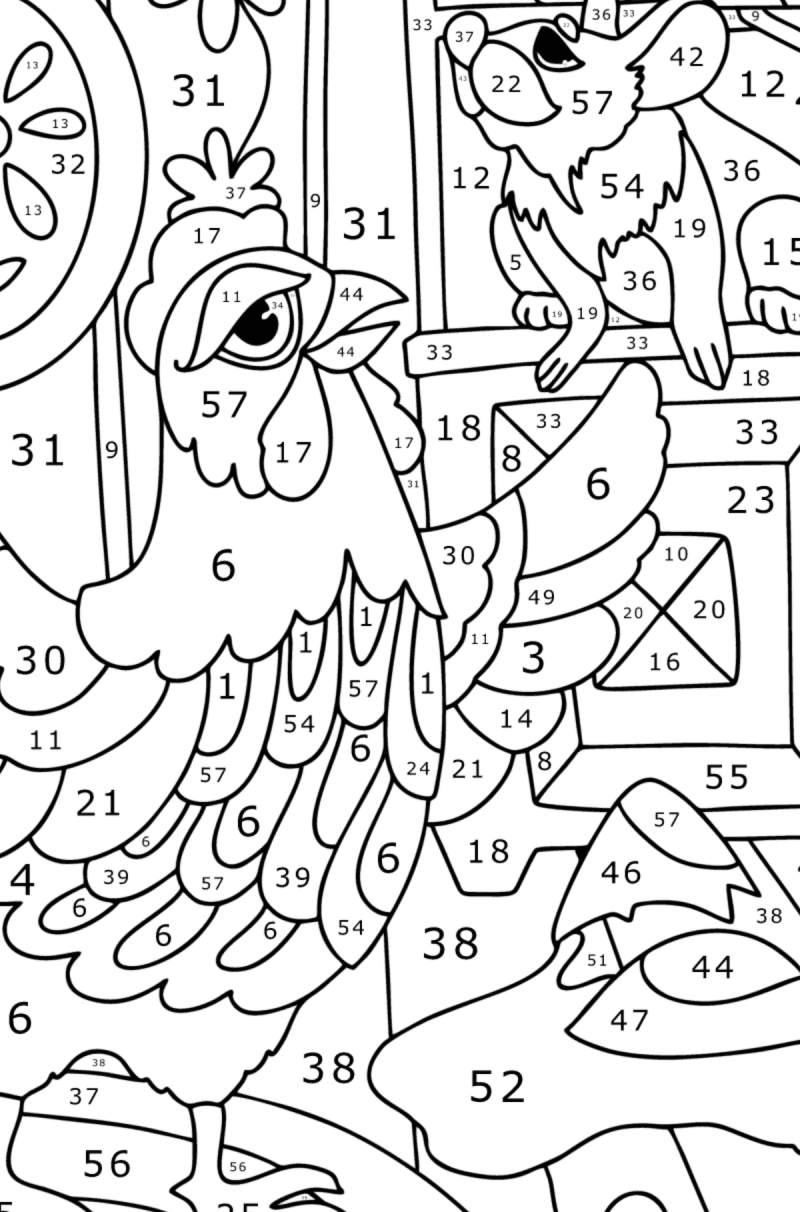 Fairy Tale Hen Ryaba Coloring Page 