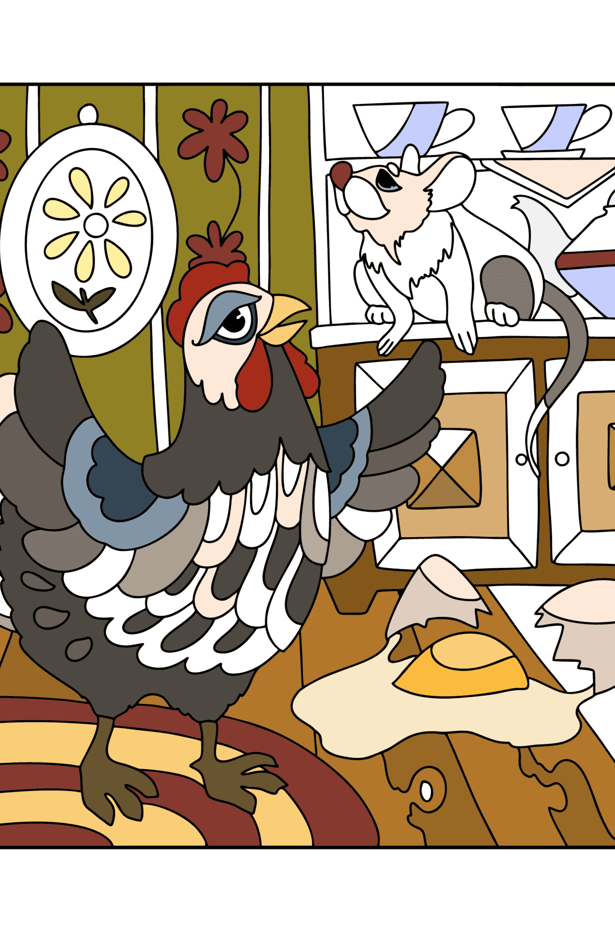 Disegno La storia del pollo è un taglio da colorare - Disegni da colorare per adulti