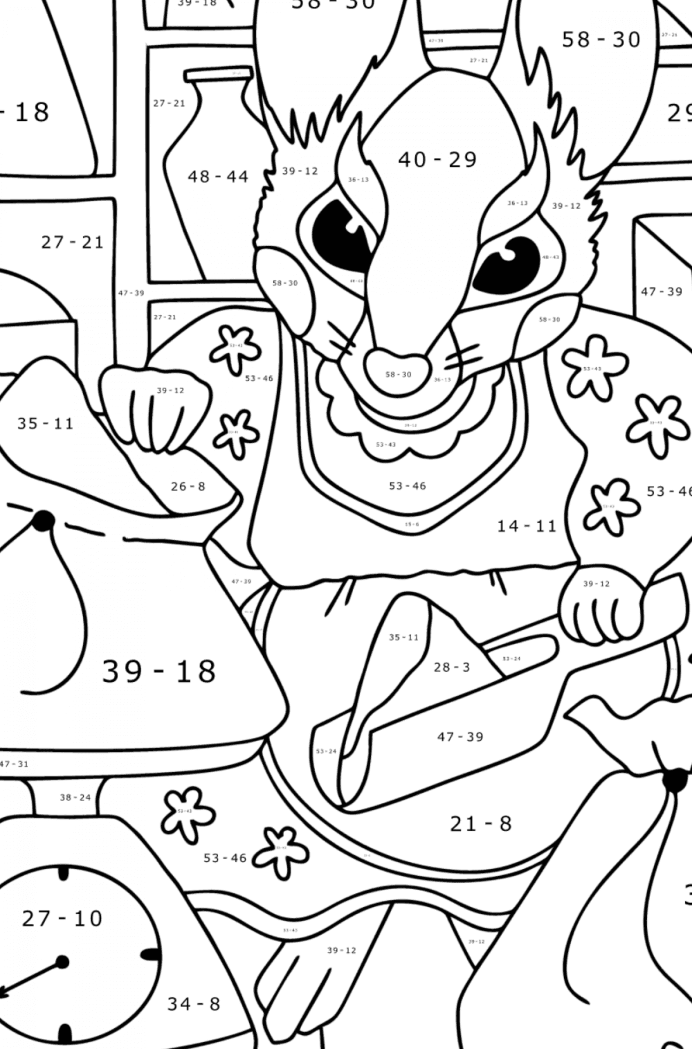 Mouse from a fairy tale coloring page | Coloring-for-Adults.com