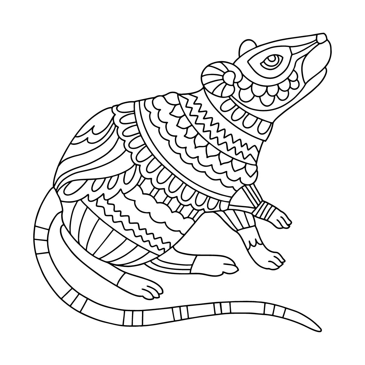 Mouse Antistress - Mice coloring pages for Adults online