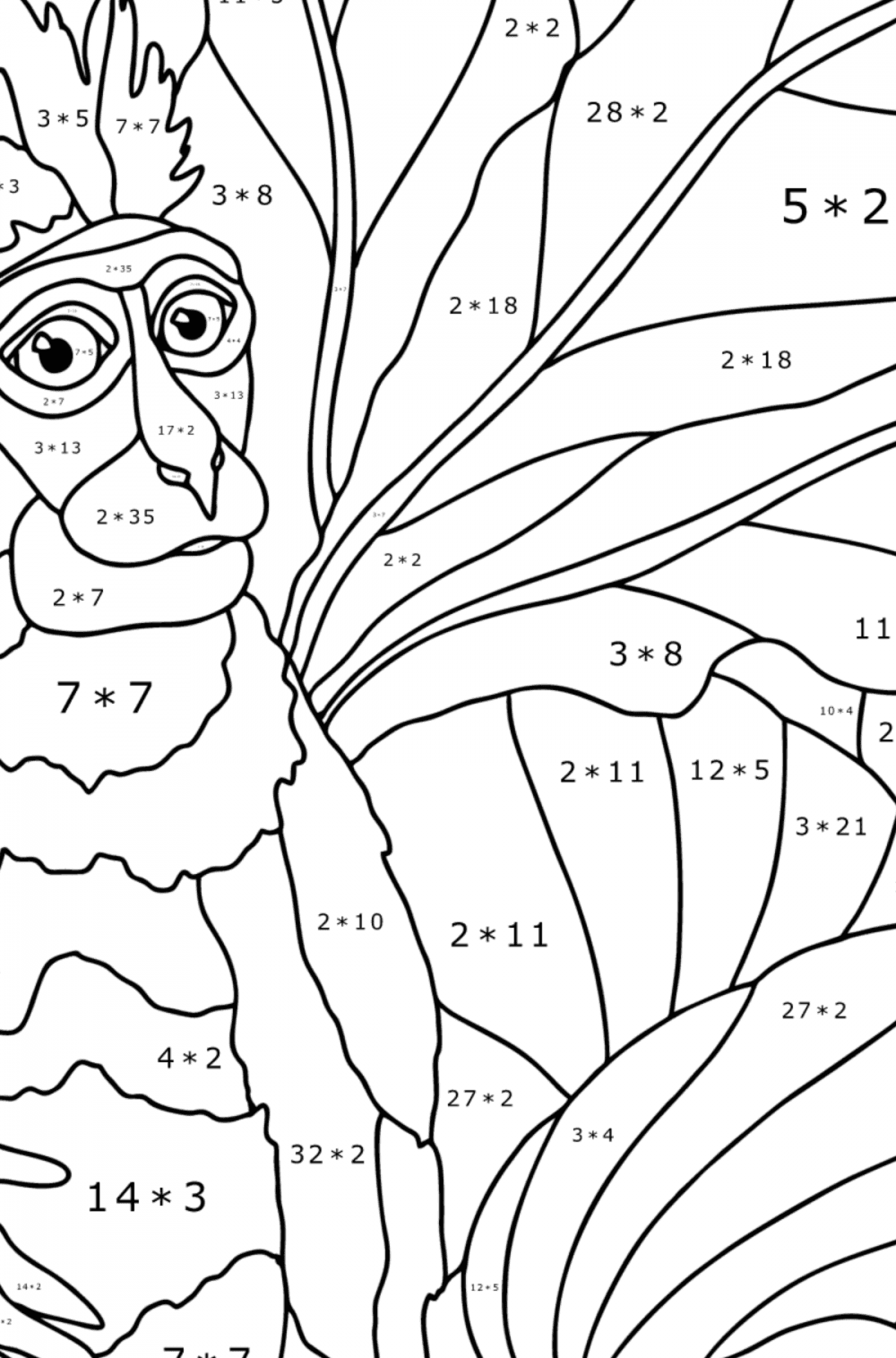 Little macaque - Monkey coloring pages for Adults online