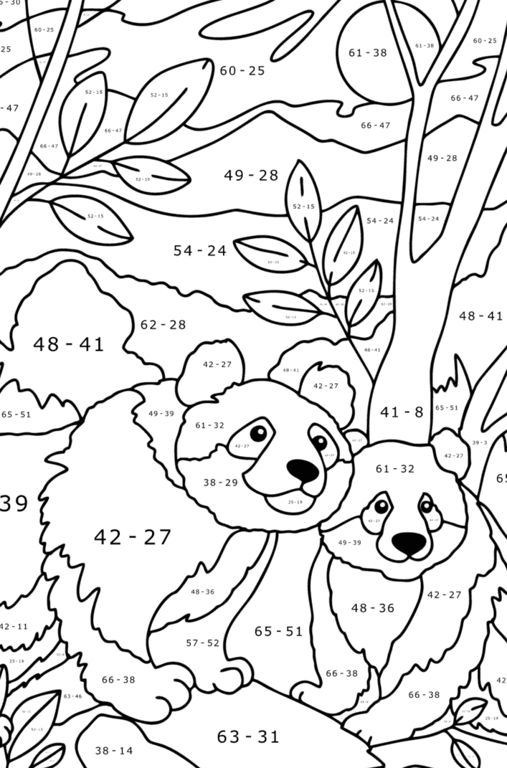 Cute pandas - Pandas coloring pages for Adults online and printable