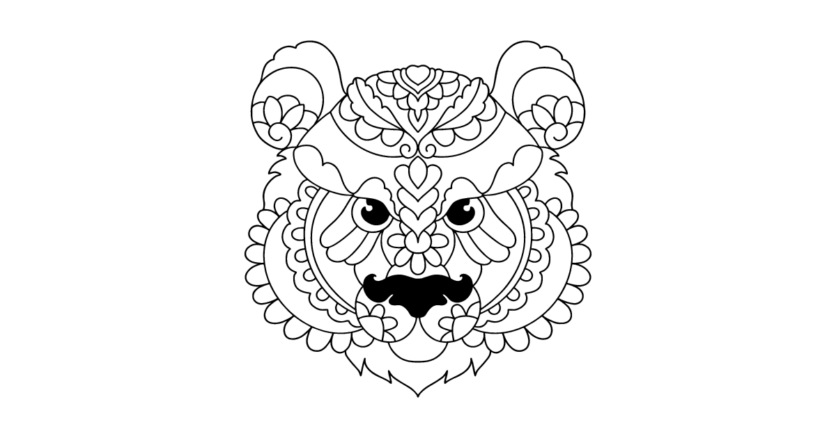 Panda Head Antistress Coloring Page