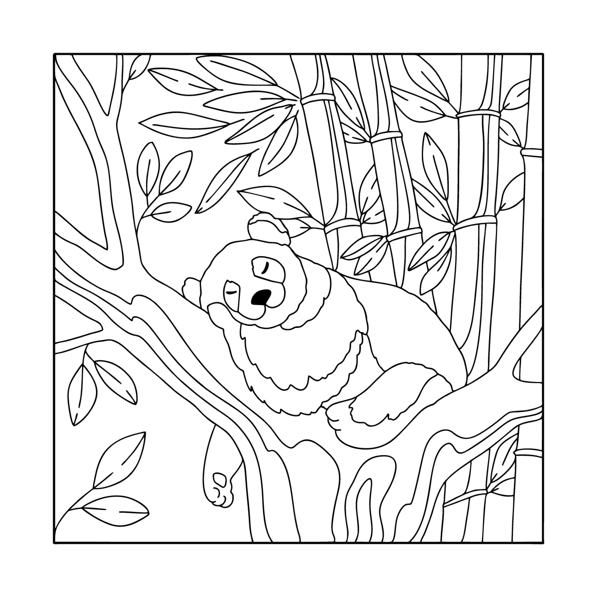 Pandas in nature - Pandas coloring pages for Adults online