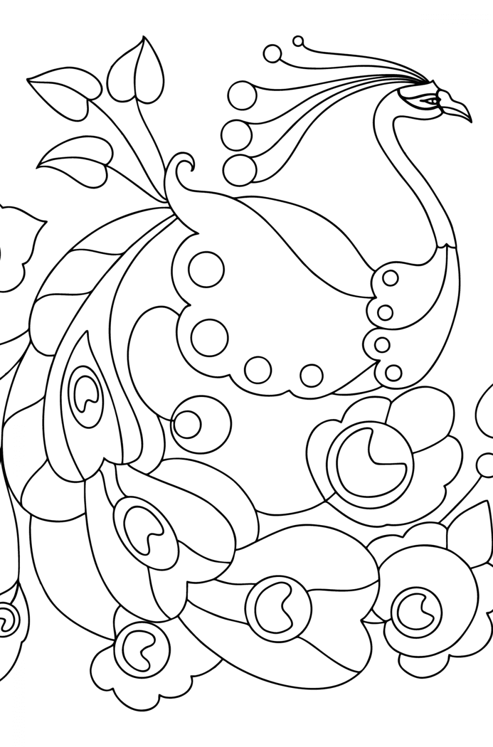 Ornamental Peacock Coloring Page
