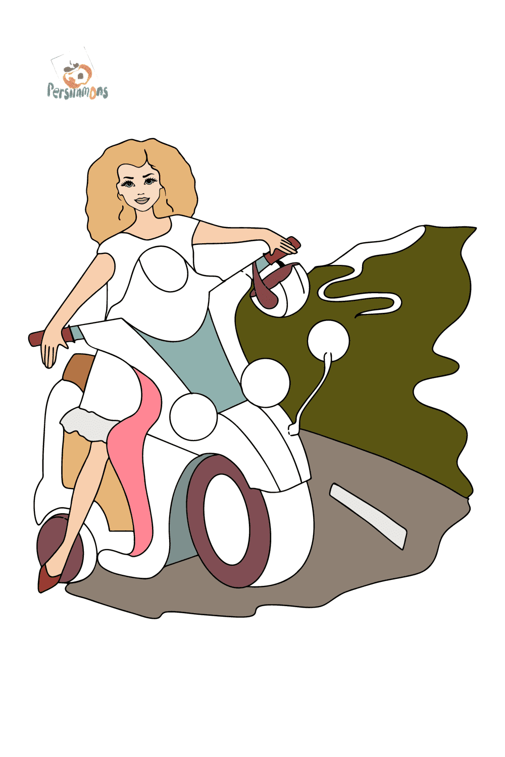 Girl on a motorcycle - People Coloring pages for Adults for Free