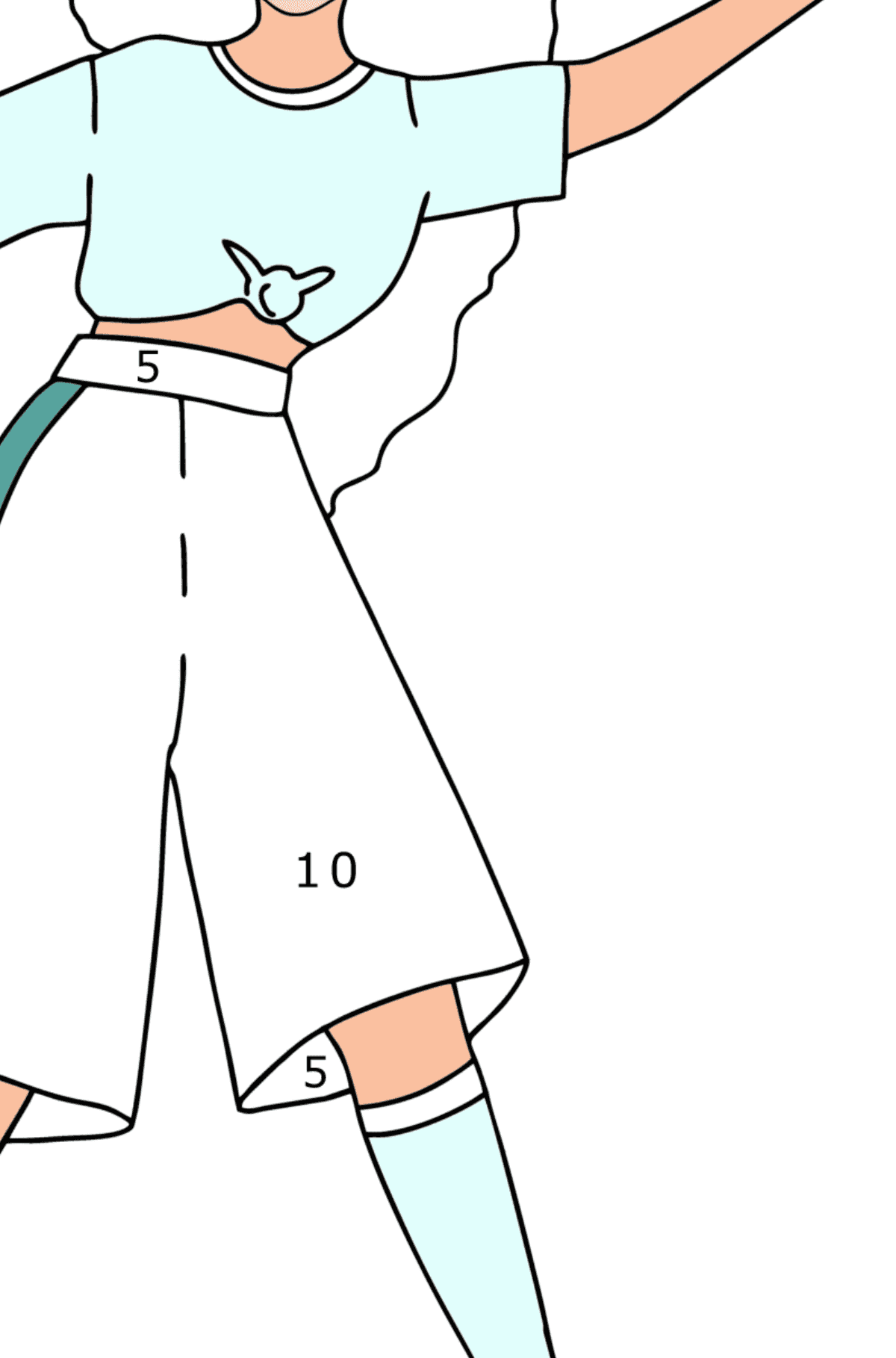 Girl playing volleyball coloring page - Coloring by Numbers for Adults