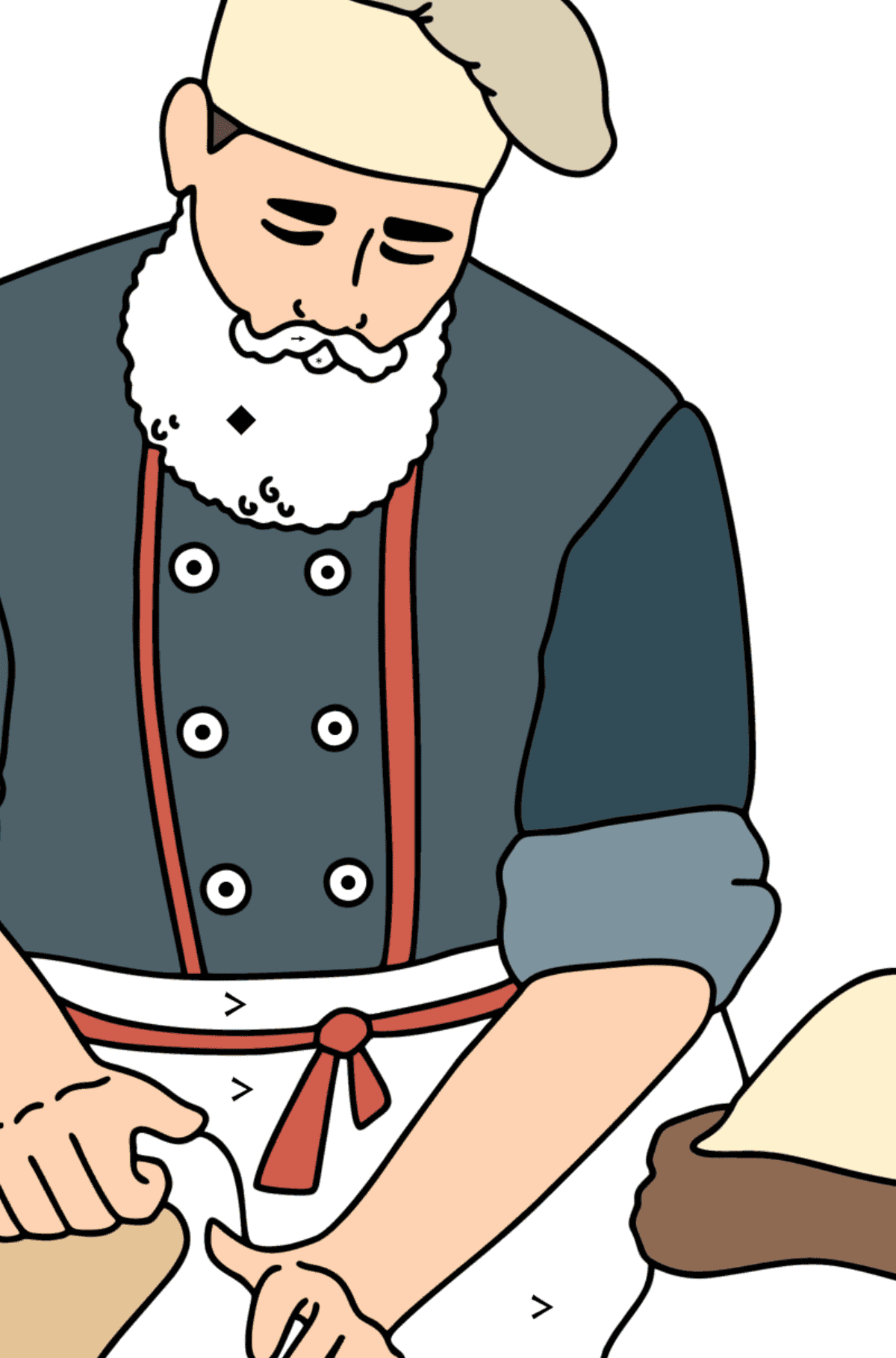 Раскраска Молодой пекарь - Раскраска по Символам для Взрослых