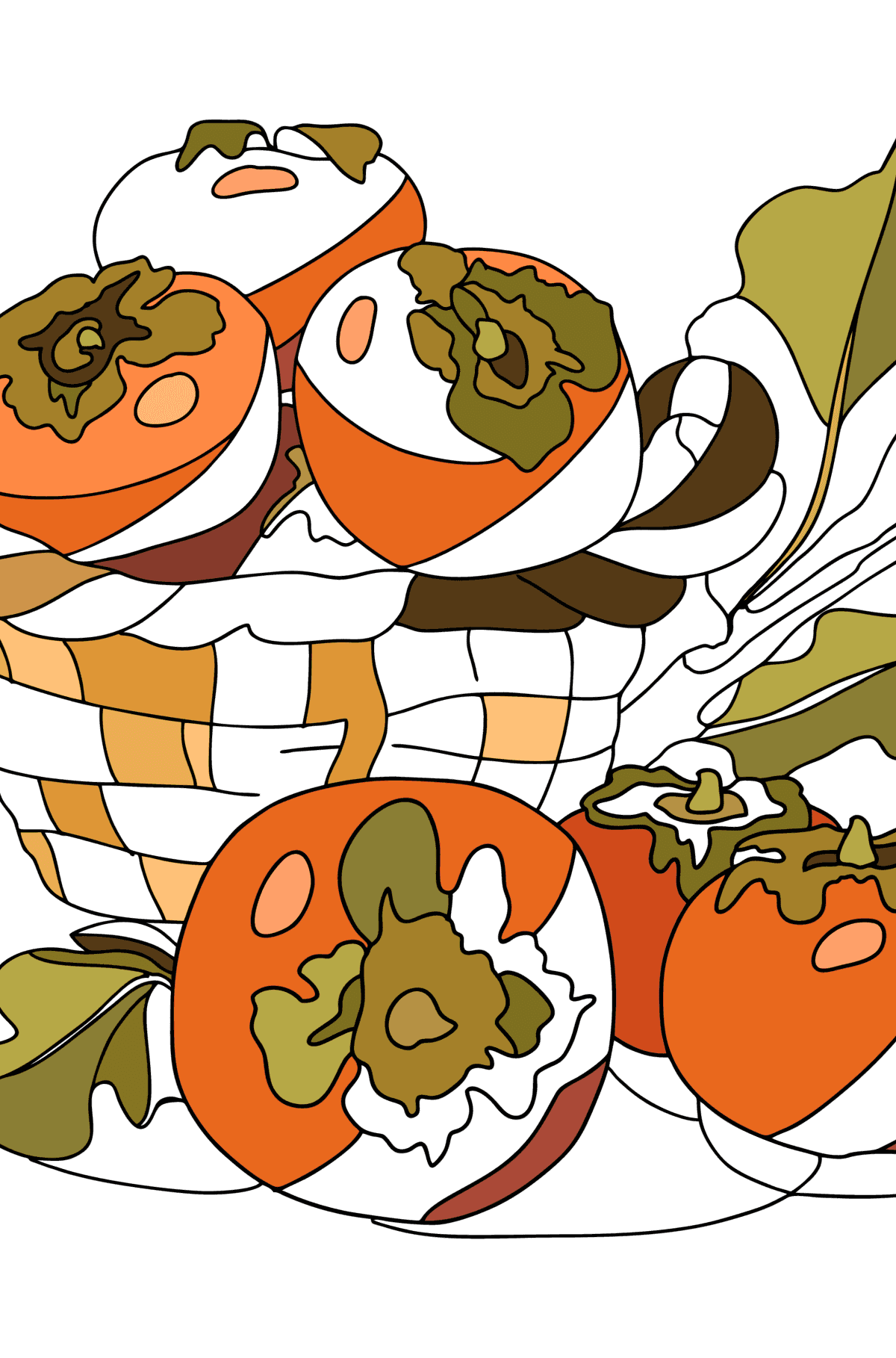 Tegning til fargelegging Deilig persimmon - farge bok for voksne