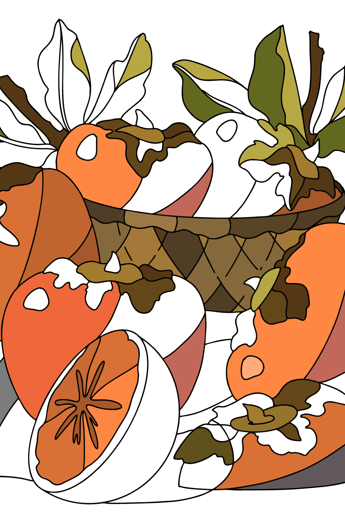 Tegning til fargelegging Fersk persimmon - farge bok for voksne