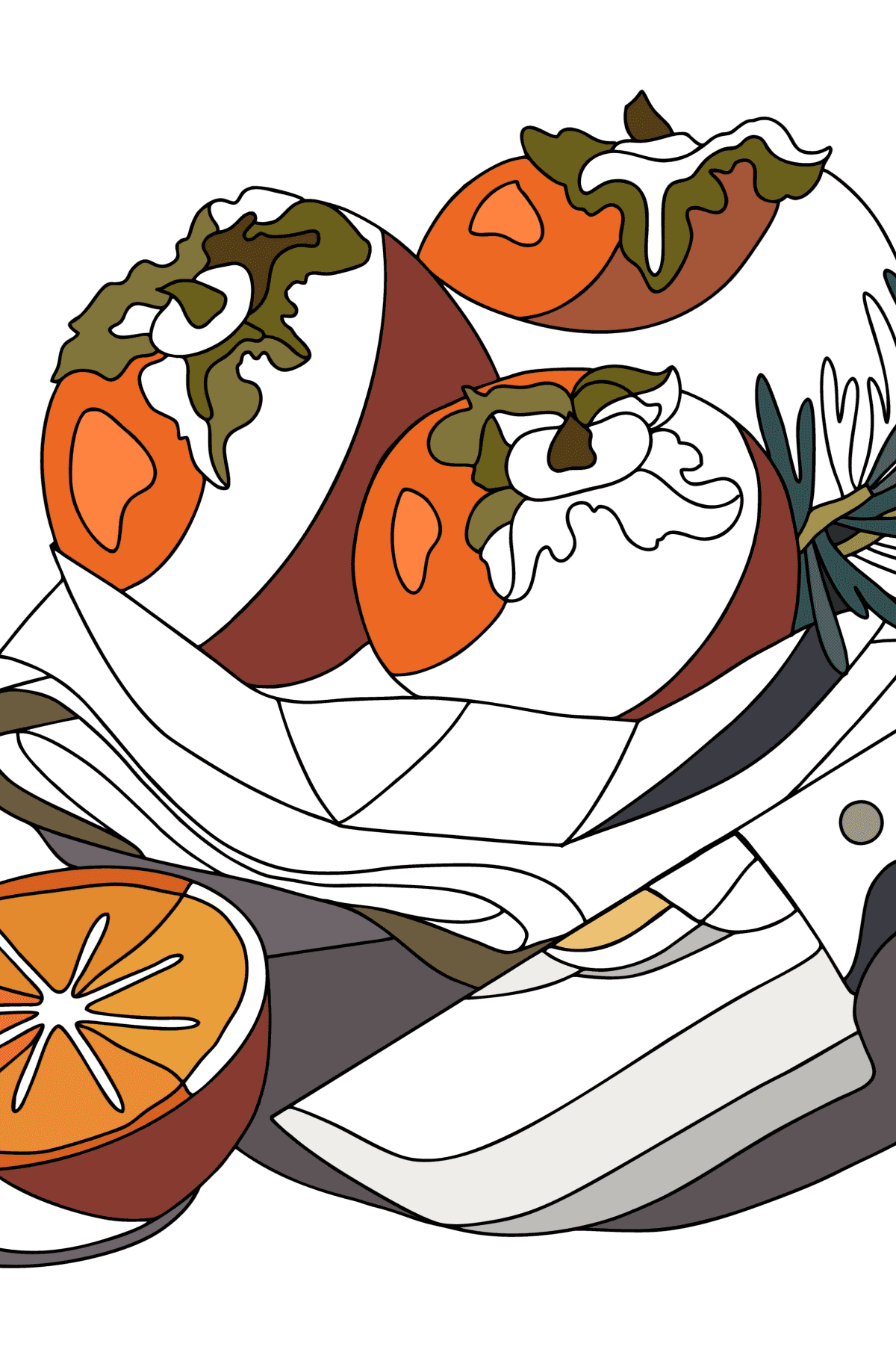 Kaki - Coloriage pour Adultes En ligne ou Imprimer Gratuit