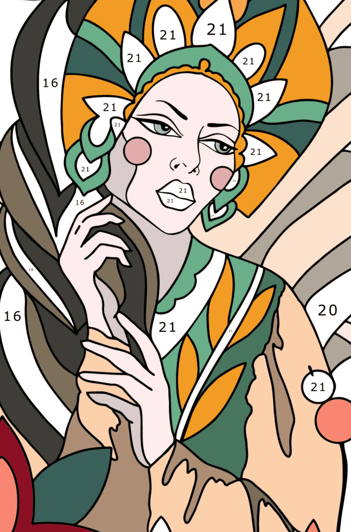 Desen Zana de colorat - joaca dupa numere pentru adulti