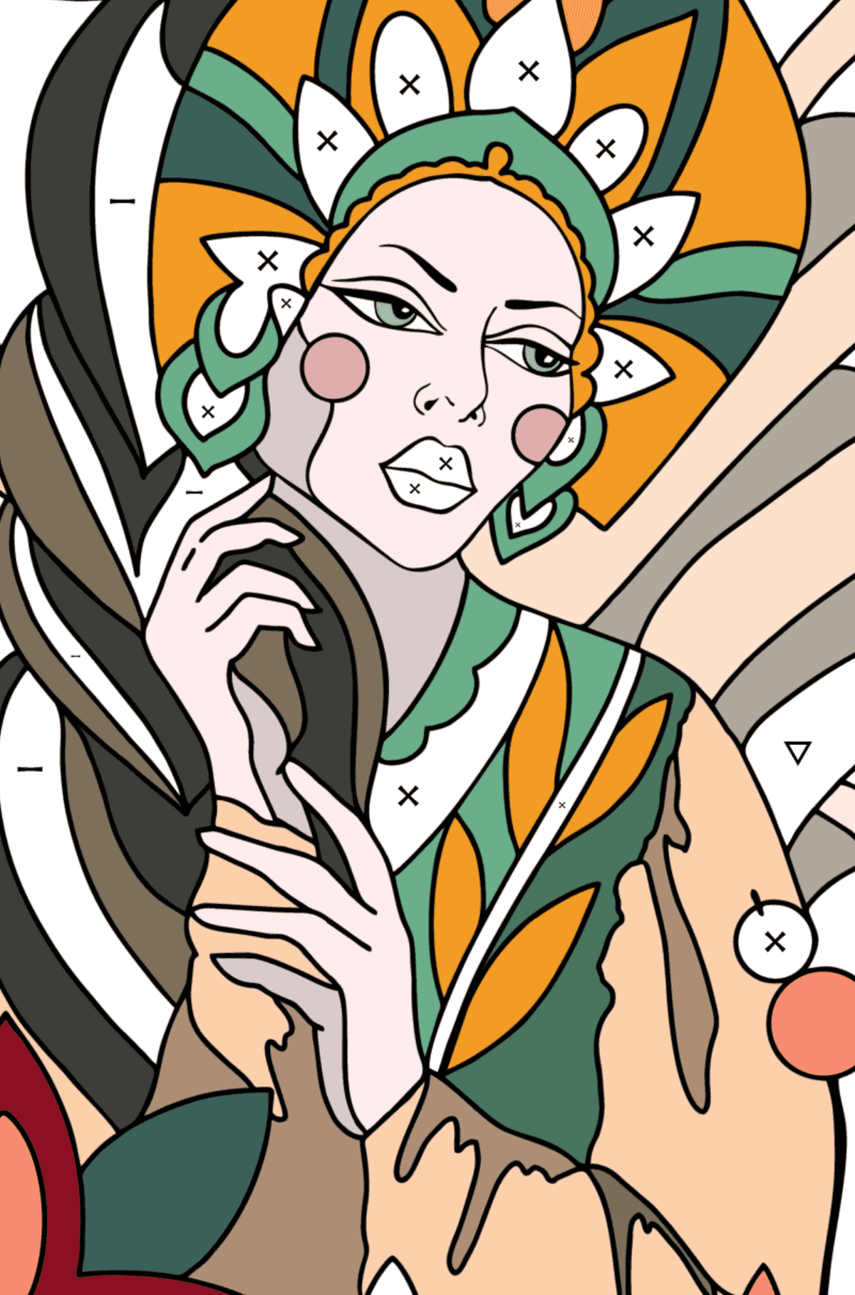 Fairy princess coloring page - Coloring by Symbols for Adults