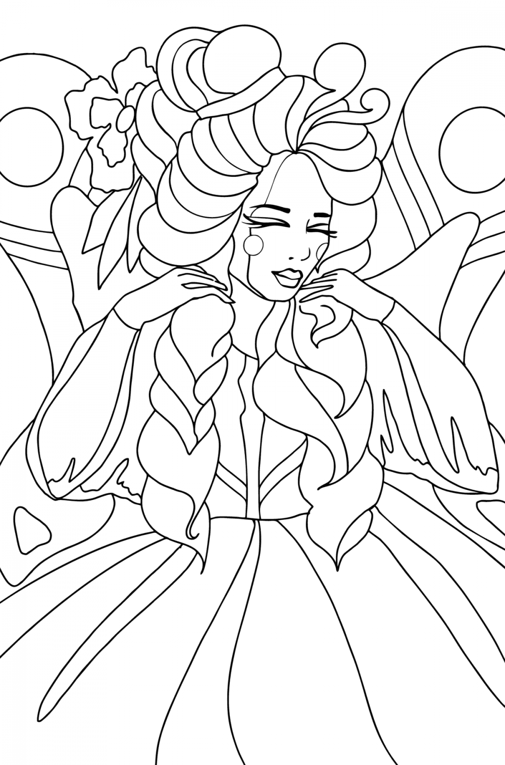 Princess with Golden Hair Coloring Page