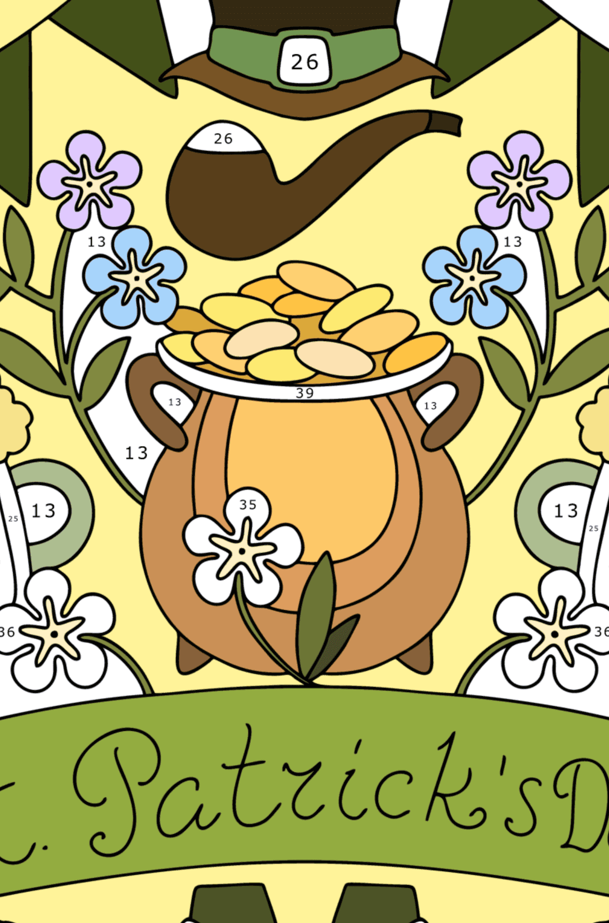 Раскраска Постер на День Патрика - Раскраска по Номерам для Взрослых