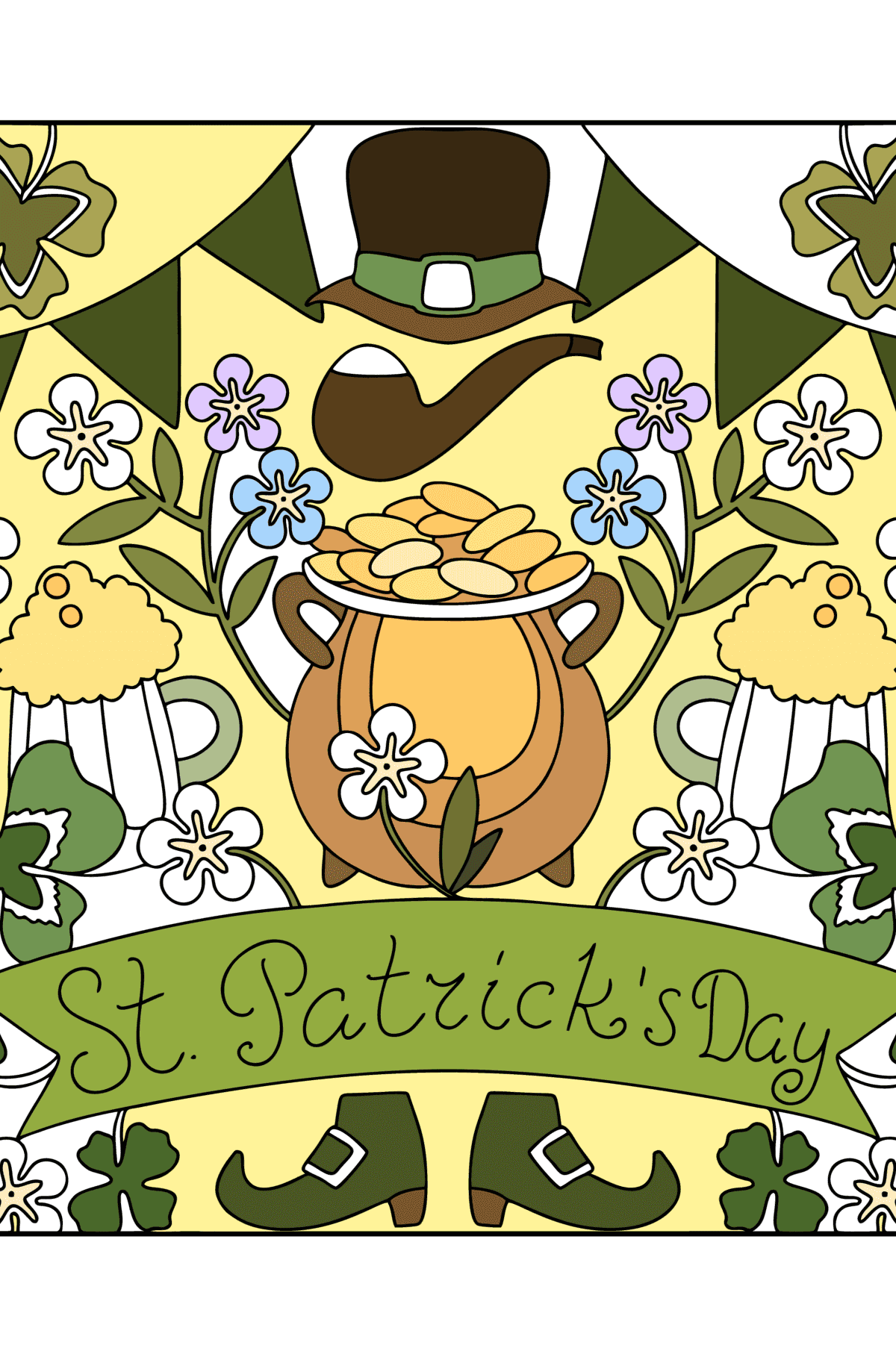 Dibujo Póster del Día de Patrick para colorear - Dibujos para Colorear para Adultos