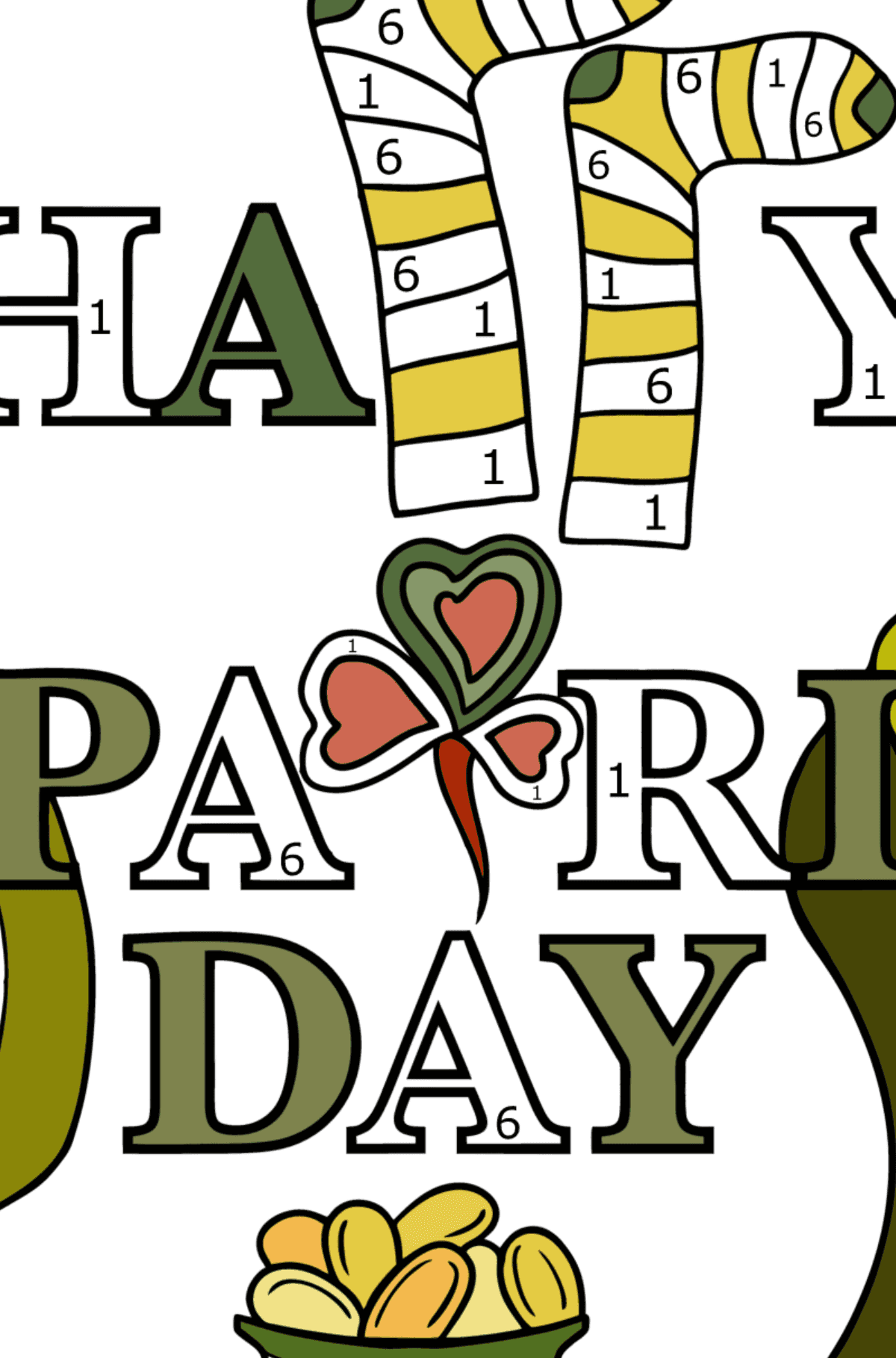 Раскраска День святого Патрика - Раскраска по Номерам для Взрослых