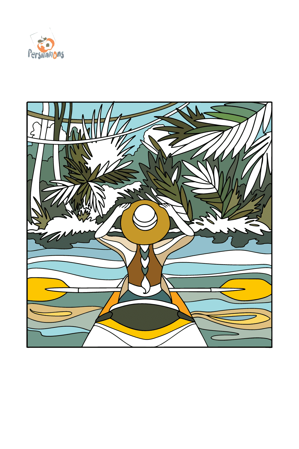 サラ直筆原画「Summer adventures」 summer-5-coloring-page-painted