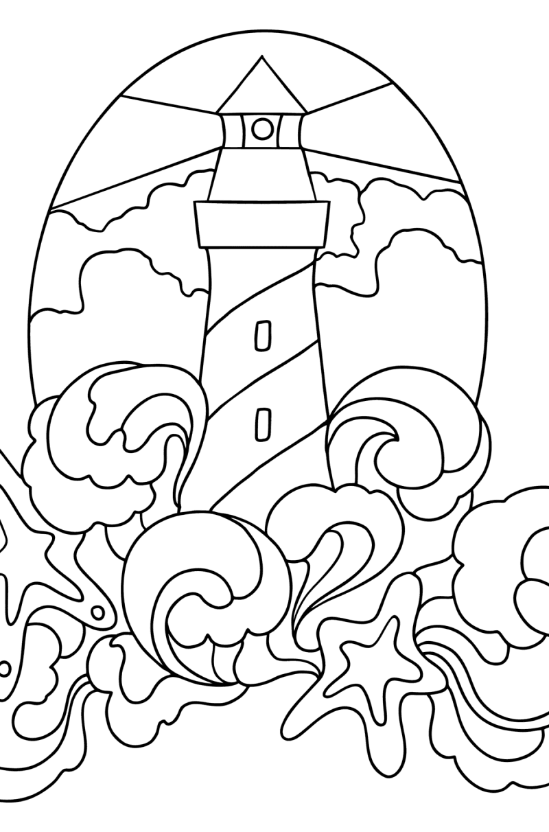 Lighthouse - Tattoos coloring pages for Adults online and printable