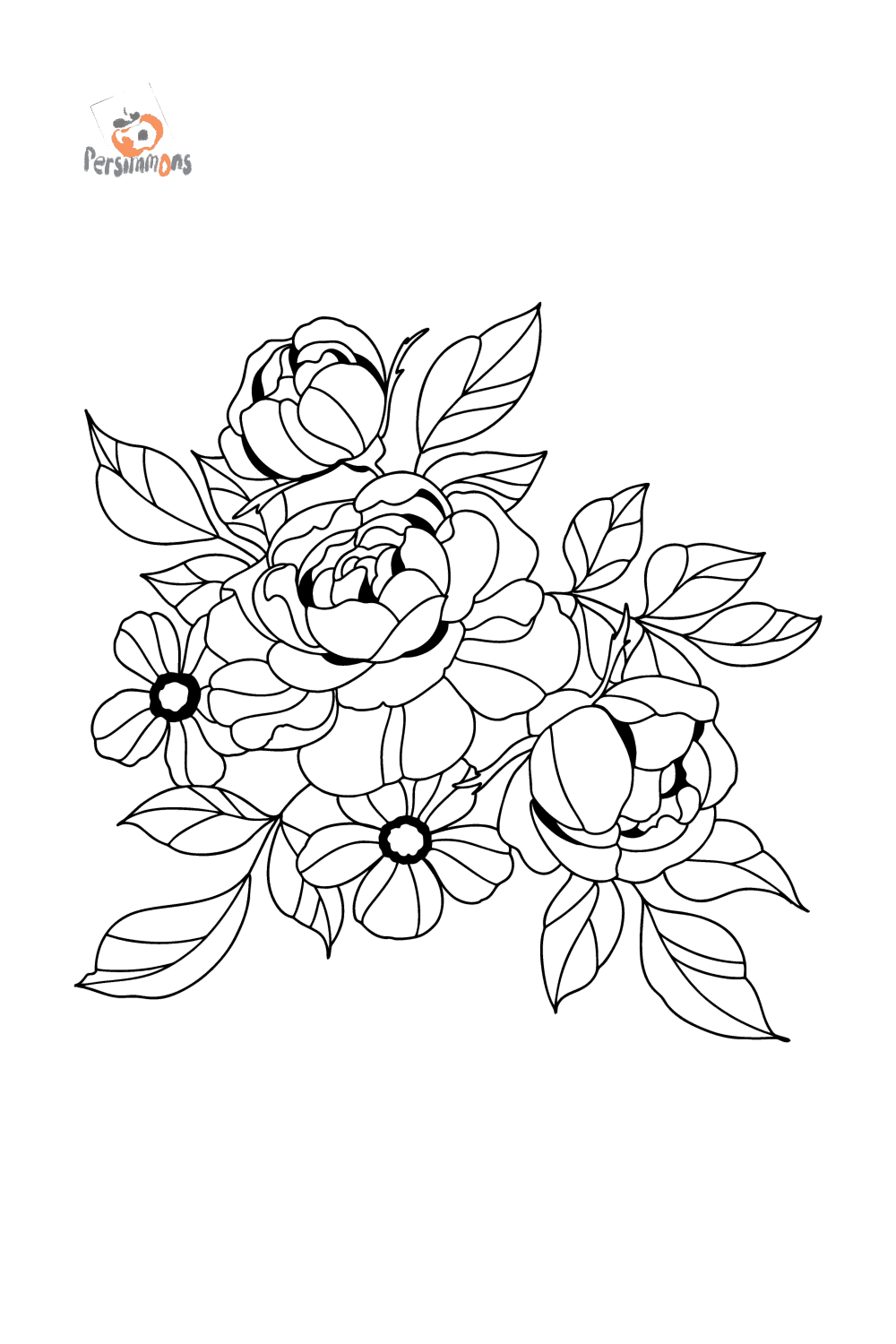 Rose and anemone tattoo coloring page coloring for adults