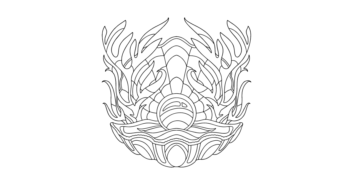 Shell Tattoo Coloring Page Coloring for Adults shell-tattoo-coloring-page-coloring-for-adults