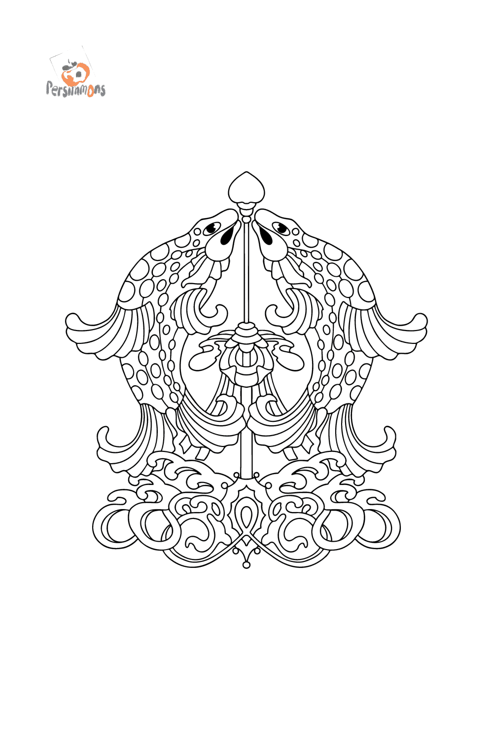 Tibet and Golden Fish coloring page - Online, and Print for Free!