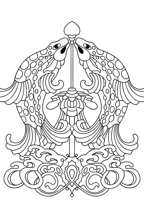 Tibet and Golden Fish coloring page - Online, and Print for Free!