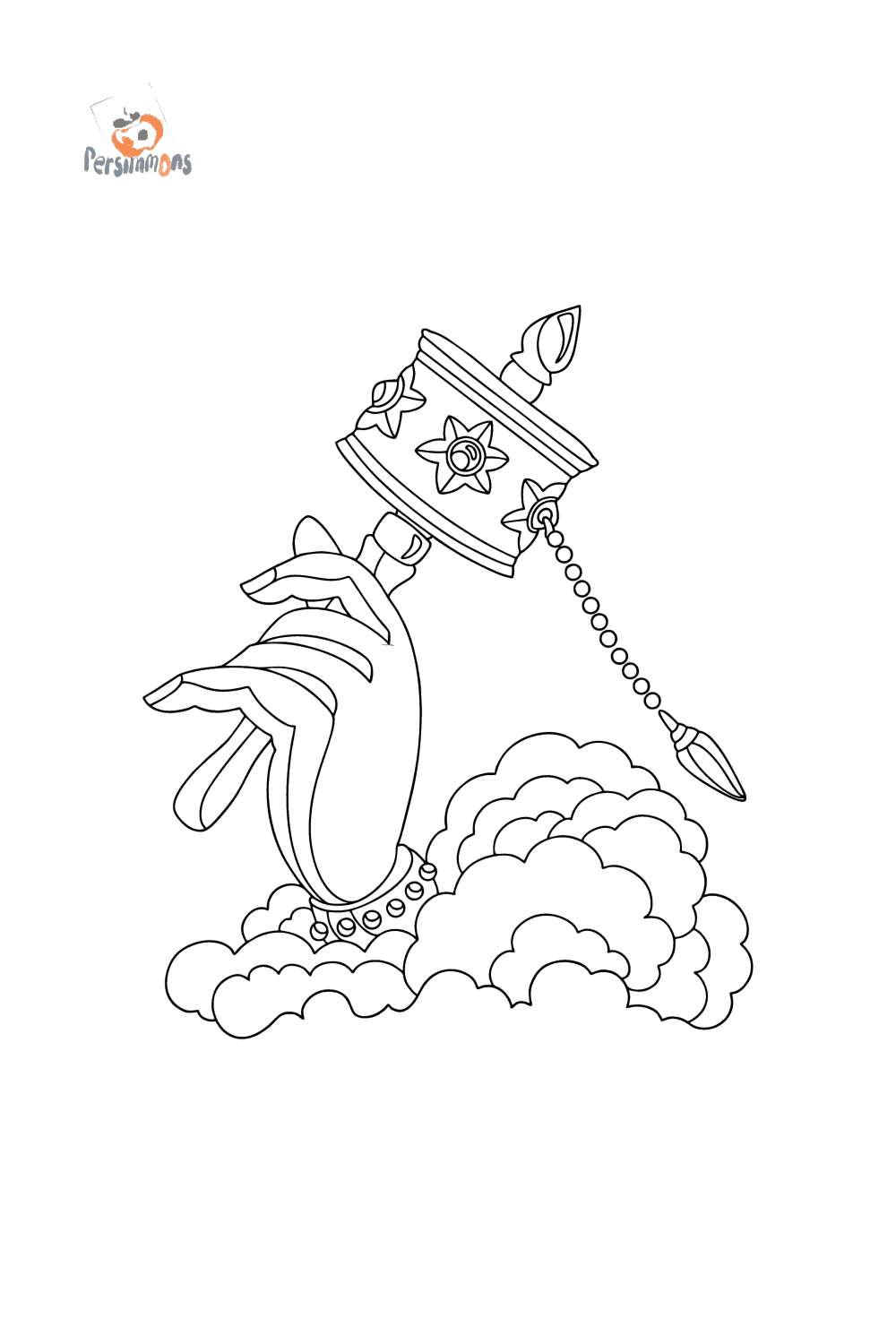 Tibet prayer drum coloring page online and print for free 