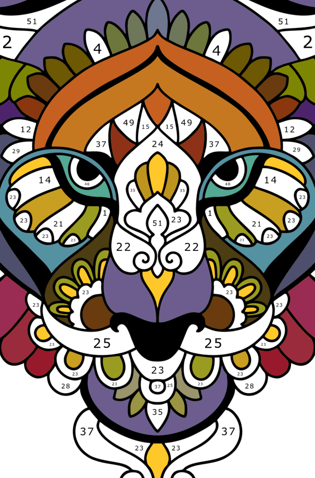 Omalovánka Antistresový tygr - hrát podle čísel pro dospělé