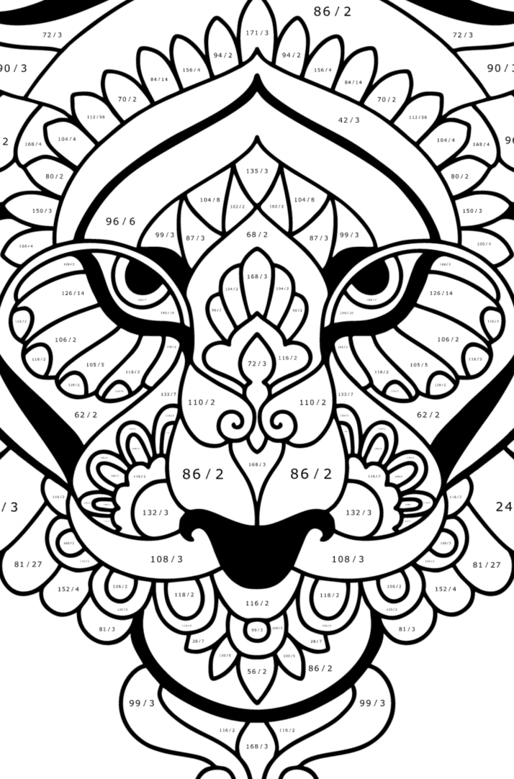 Anti-stress tiger Målarbild - Coloring-for-Adults.com