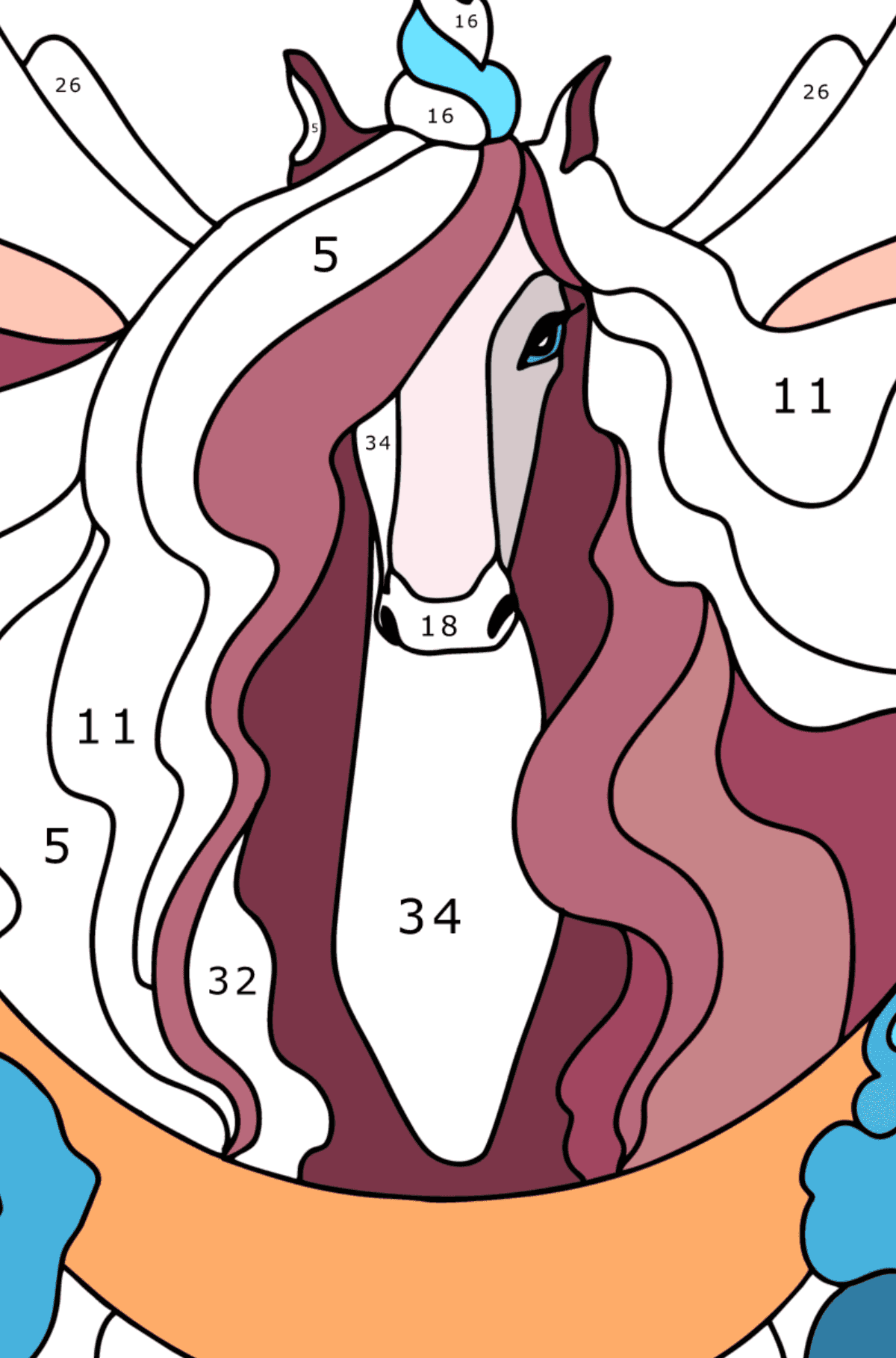 Kifestő Elf unikornis - számokkal játszani felnőtteknek