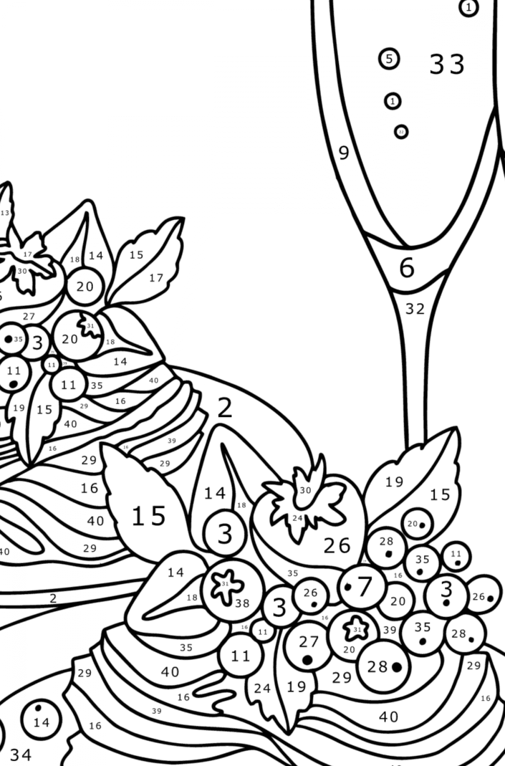 Sweets and champagne - Valentines Day coloring pages for Adults