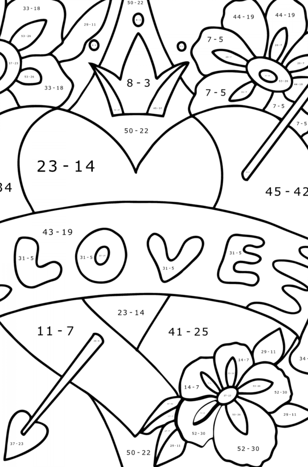 Lettering Love - Valentines Day coloring pages for Adults online