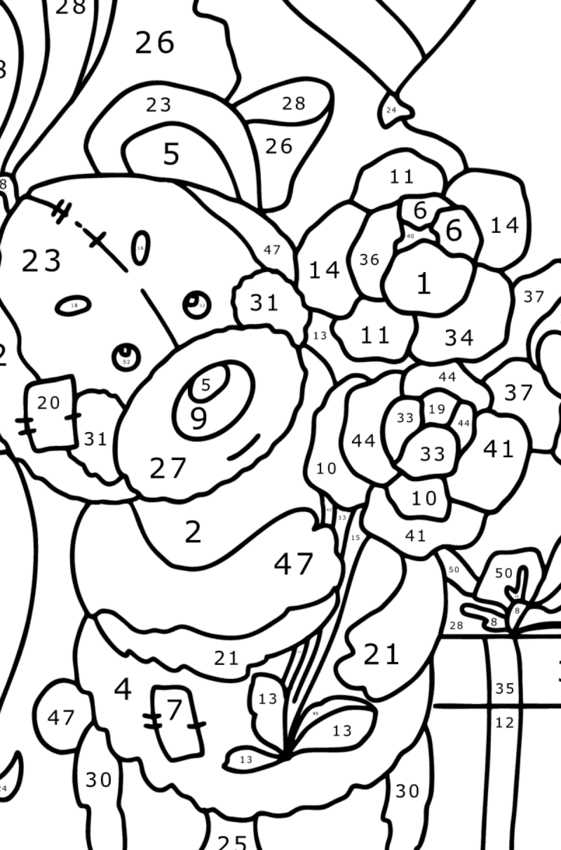 Teddy bear - Valentine's Day coloring pages for Adults online