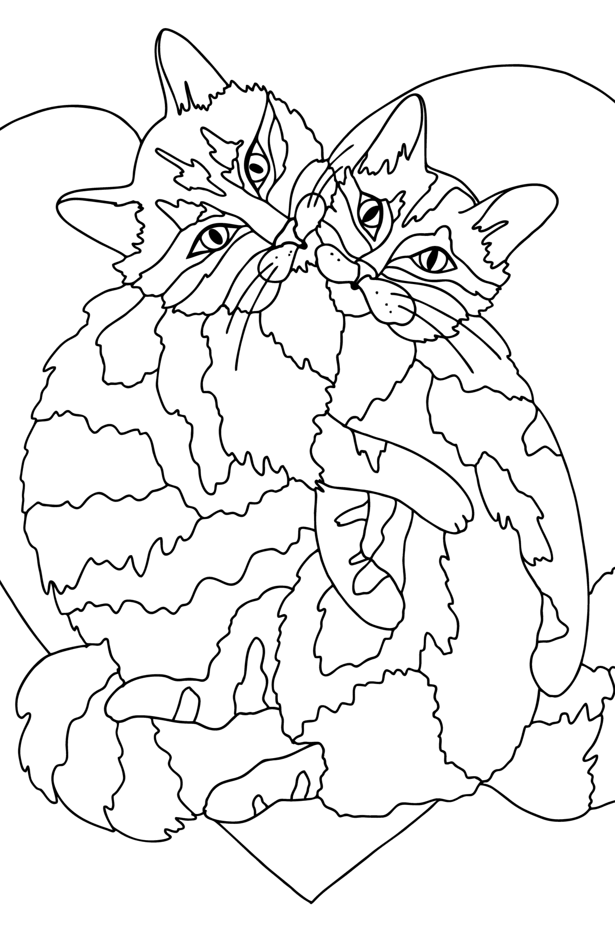 Cats in love - Valentine's Day coloring pages for Adults online
