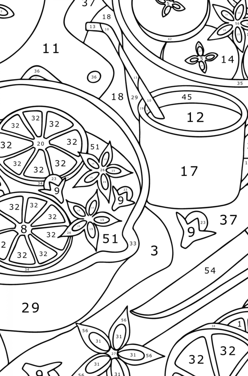 Warming drinks coloring page | Coloring-for-Adults.com