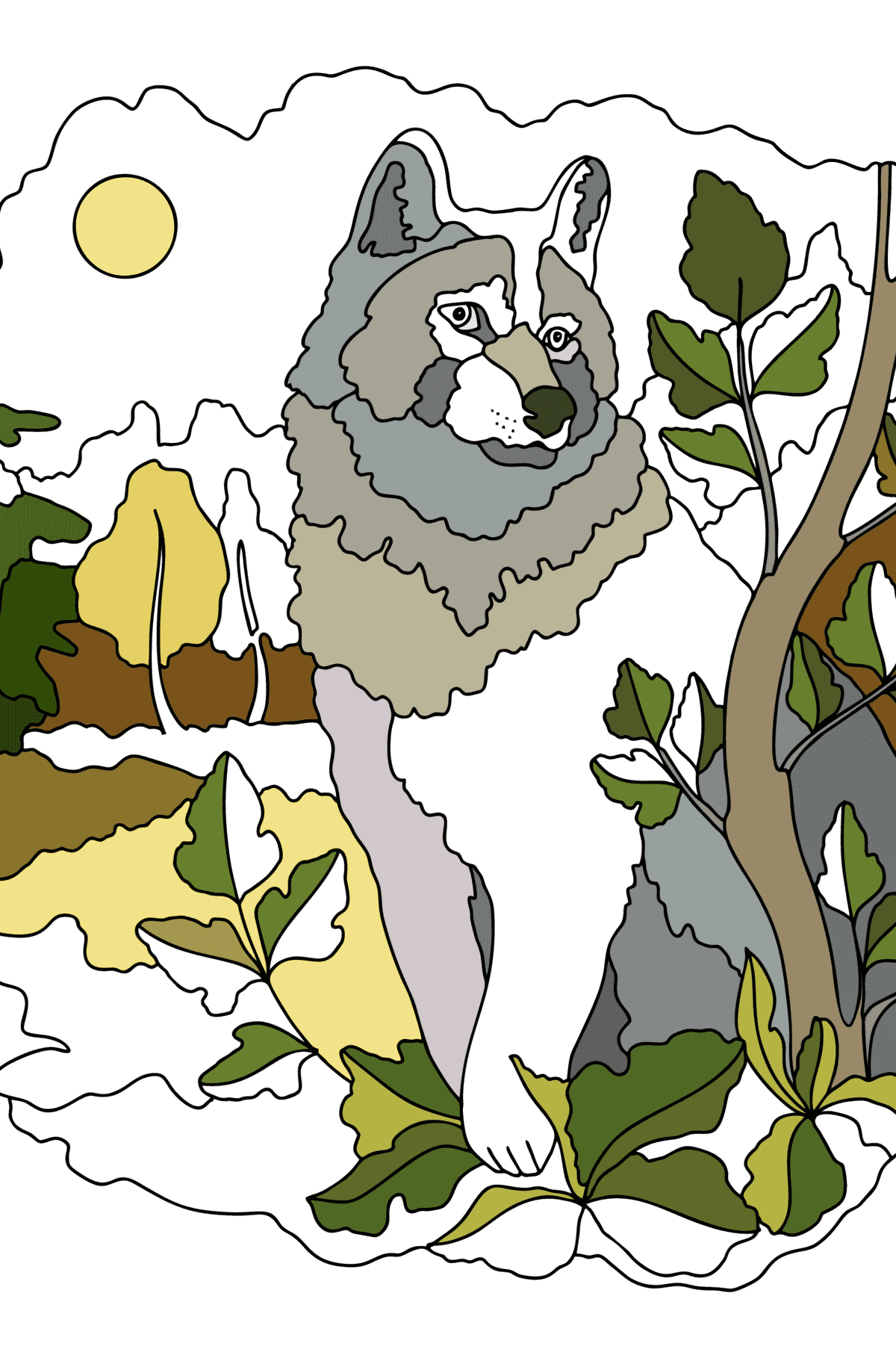 Disegno Lupo solitario da colorare - Disegni da colorare per adulti