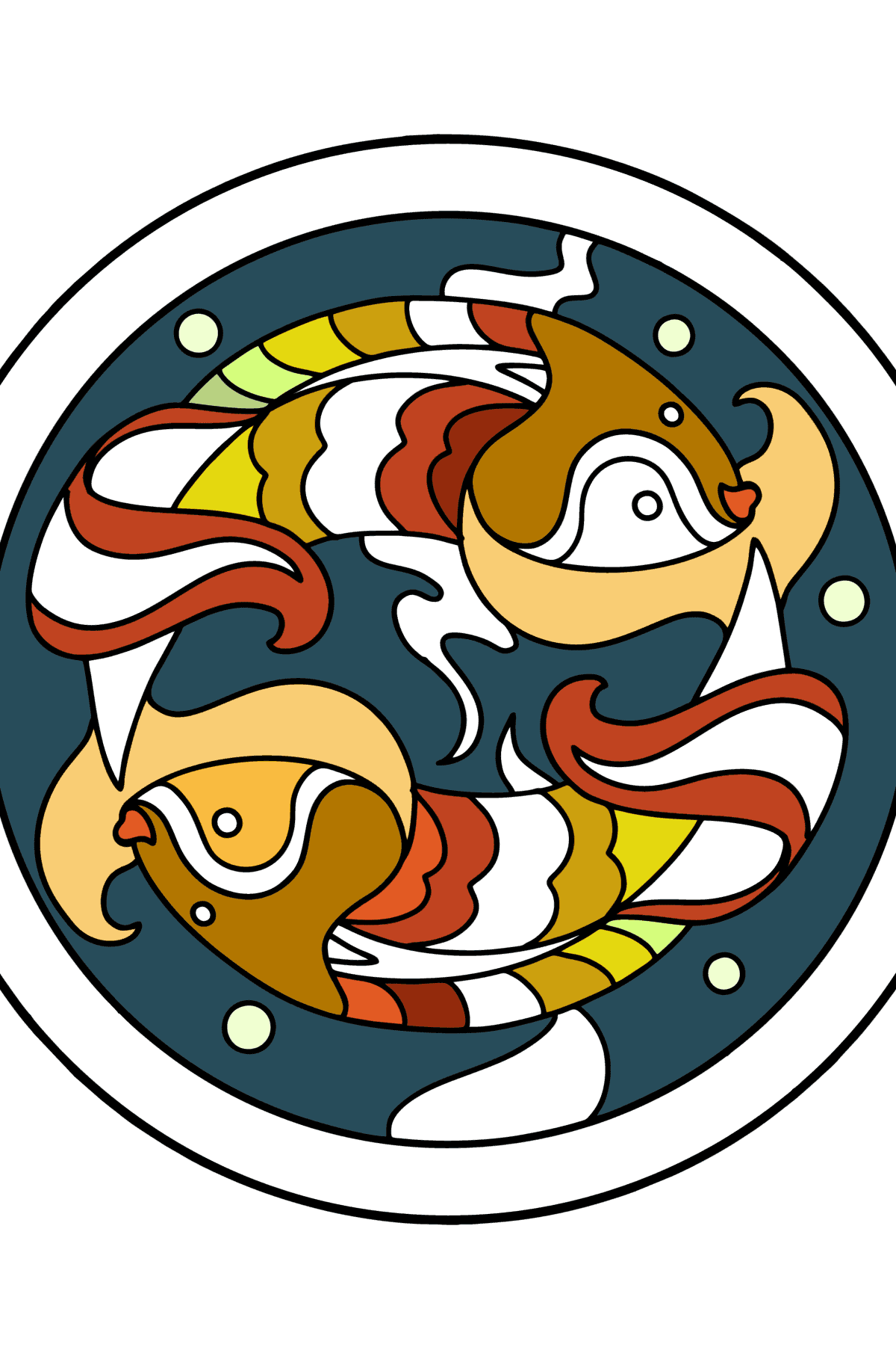 Mewarnai gambar Zodiak Pisces - buku mewarnai untuk orang dewasa